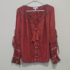 Red Carter Crimson Boho‎ Blouse M